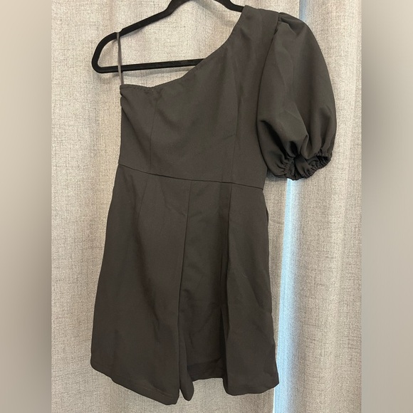 One Shoulder Women Summer One Shoulder Ruffle Short Sleeve Jumpsuit Jumpsuit - Picture 7 of 7